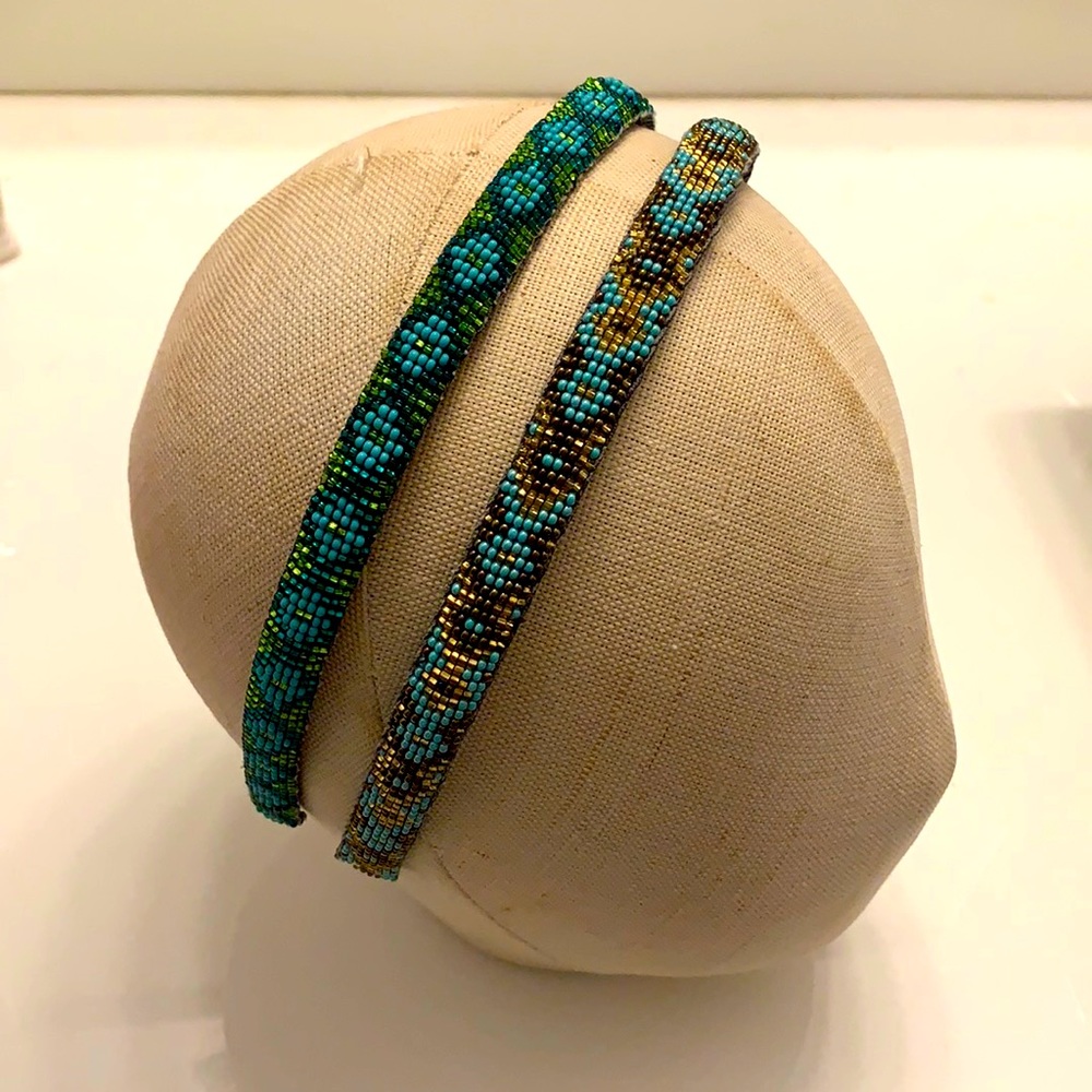 2 Hand Beaded Headbands NEW!!